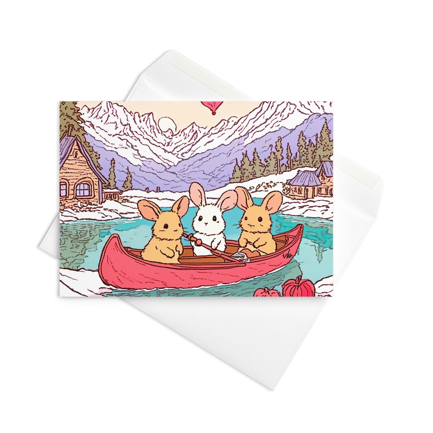 Buns on a Canoe Greeting Card (Blank Card)