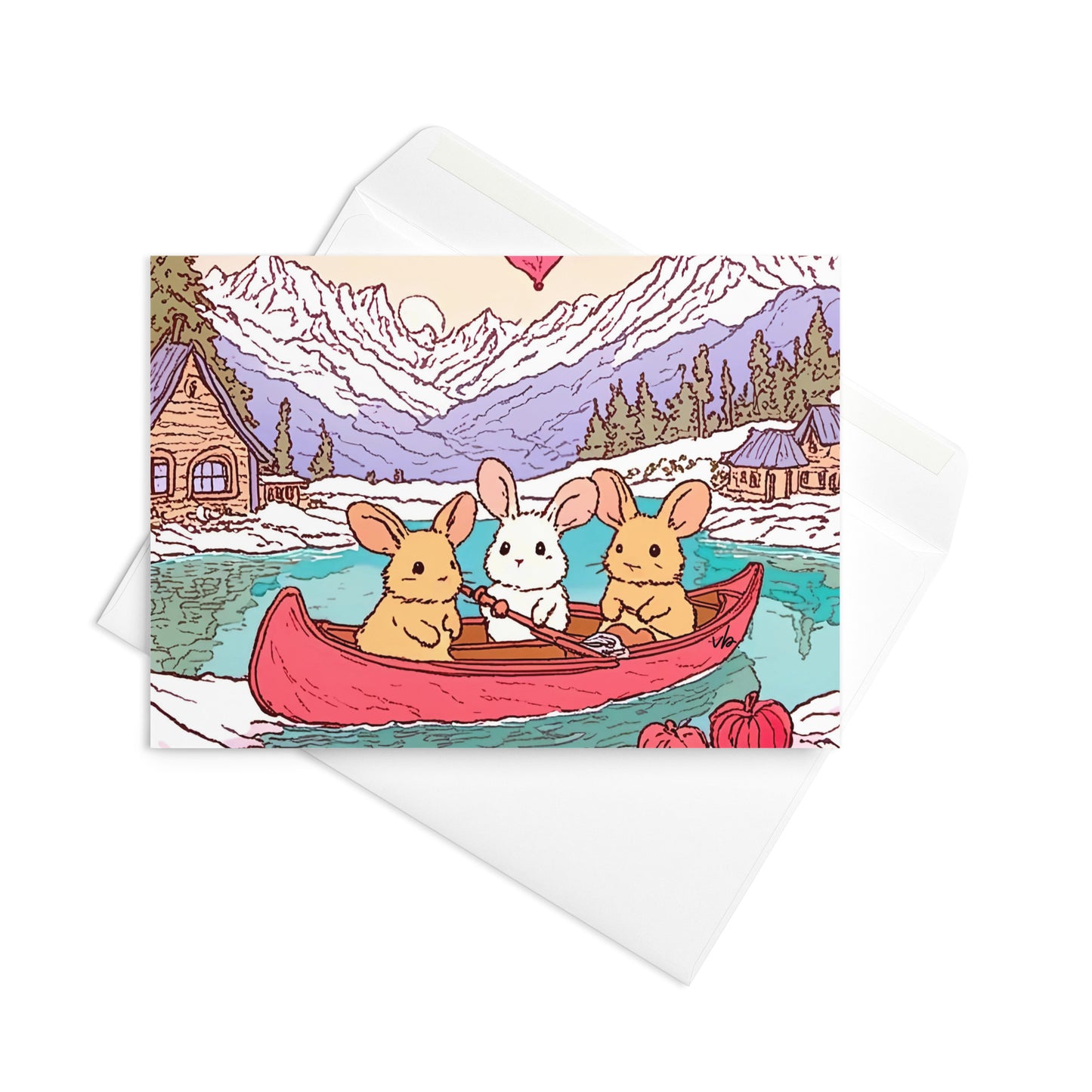 Buns on a Canoe Greeting Card (Blank Card)